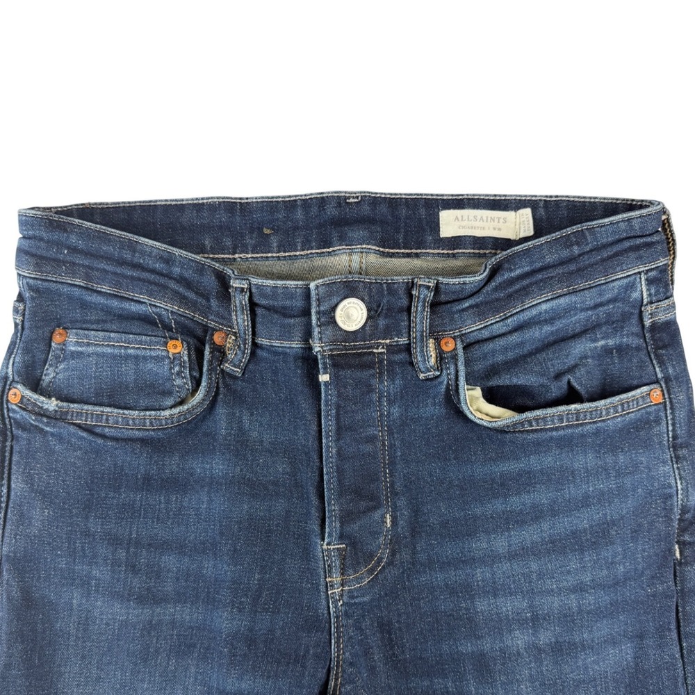 AllSaints Cigarette Skinny Jeans Mens W30x31 Dark Indigo Blue Button Fly Denim